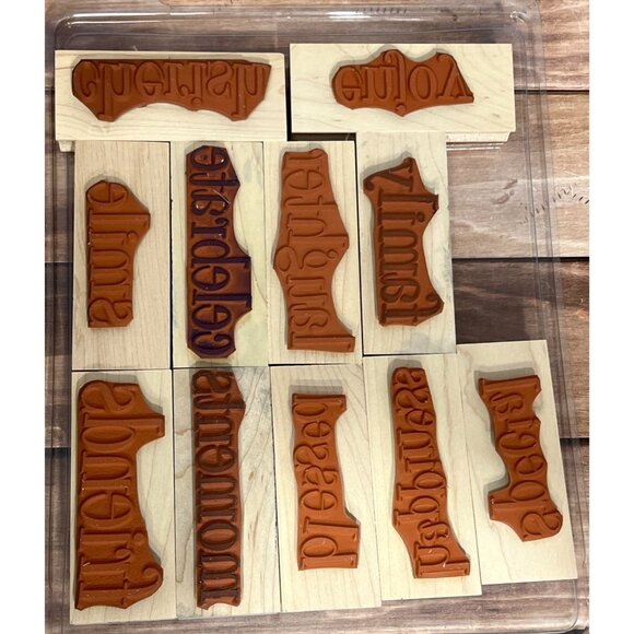 SET OF 12 HERO ARTS MEDIUM / LARGE SENTIMENT STAMPS EXCELLENT SHAPE - Picture 3 of 5